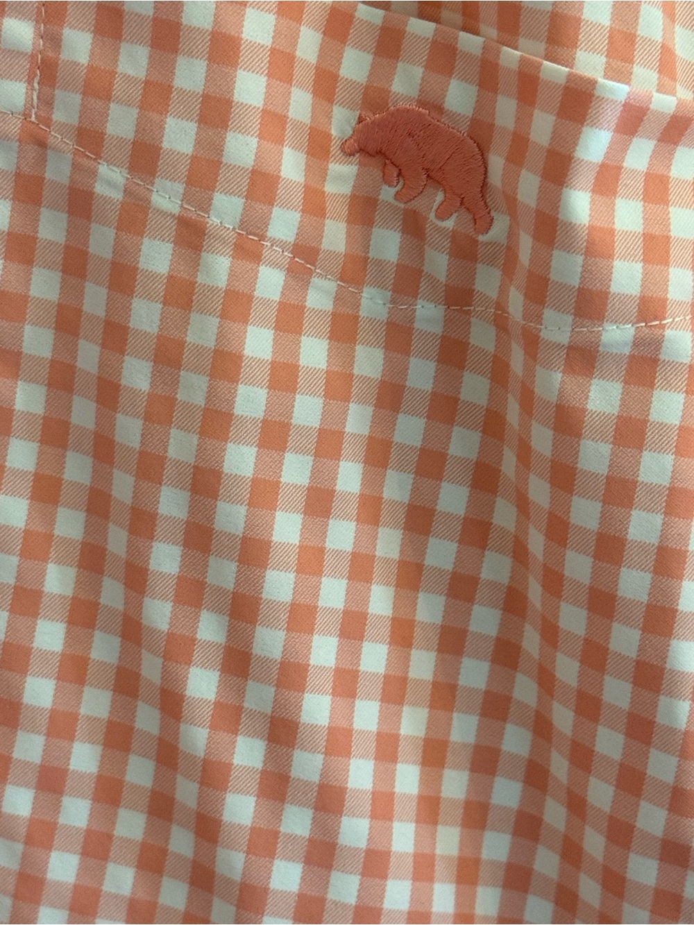 Onward Reserve Tailored Fit Performance Shirt Men S Coral Gingham Stretch - Picture 3 of 6